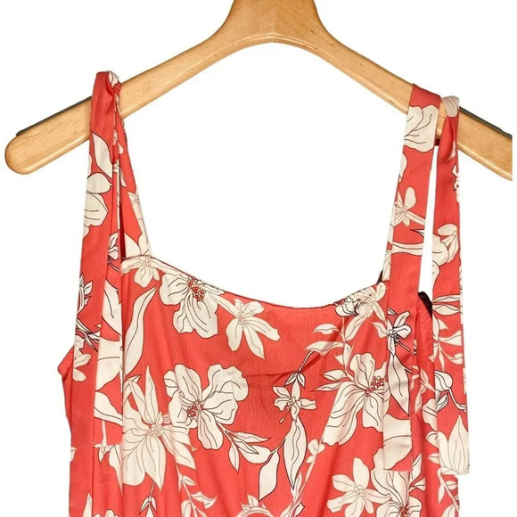 Social Standard by Sanctuary Women's Coral & White Tropical Floral Smocked Dress - Picture 3 of 12